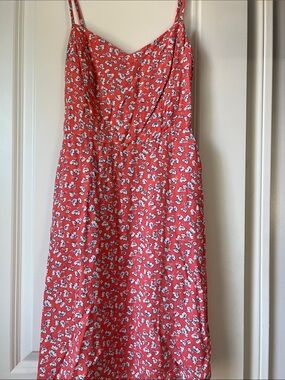 SO Coral Floral Tie-Front Cami Dress
